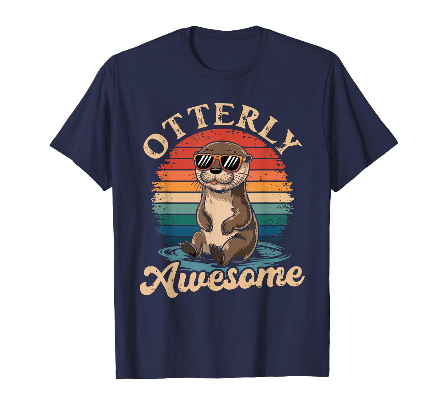 Otterly Awesome Funny Otter Sea Animal Retro T-Shirt