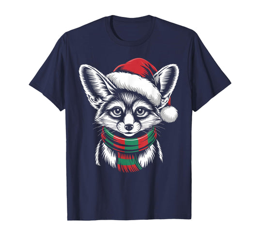 Fennec Fox Xmas Santa Hat Scarf Christmas Costume T-Shirt