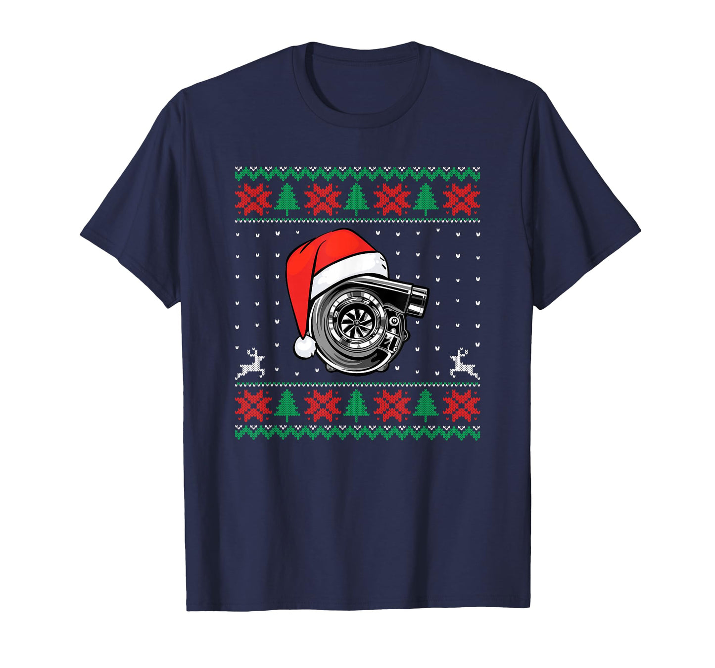 Santa Hat Turbocharger Car Enthusiast Ugly Xmas T-Shirt