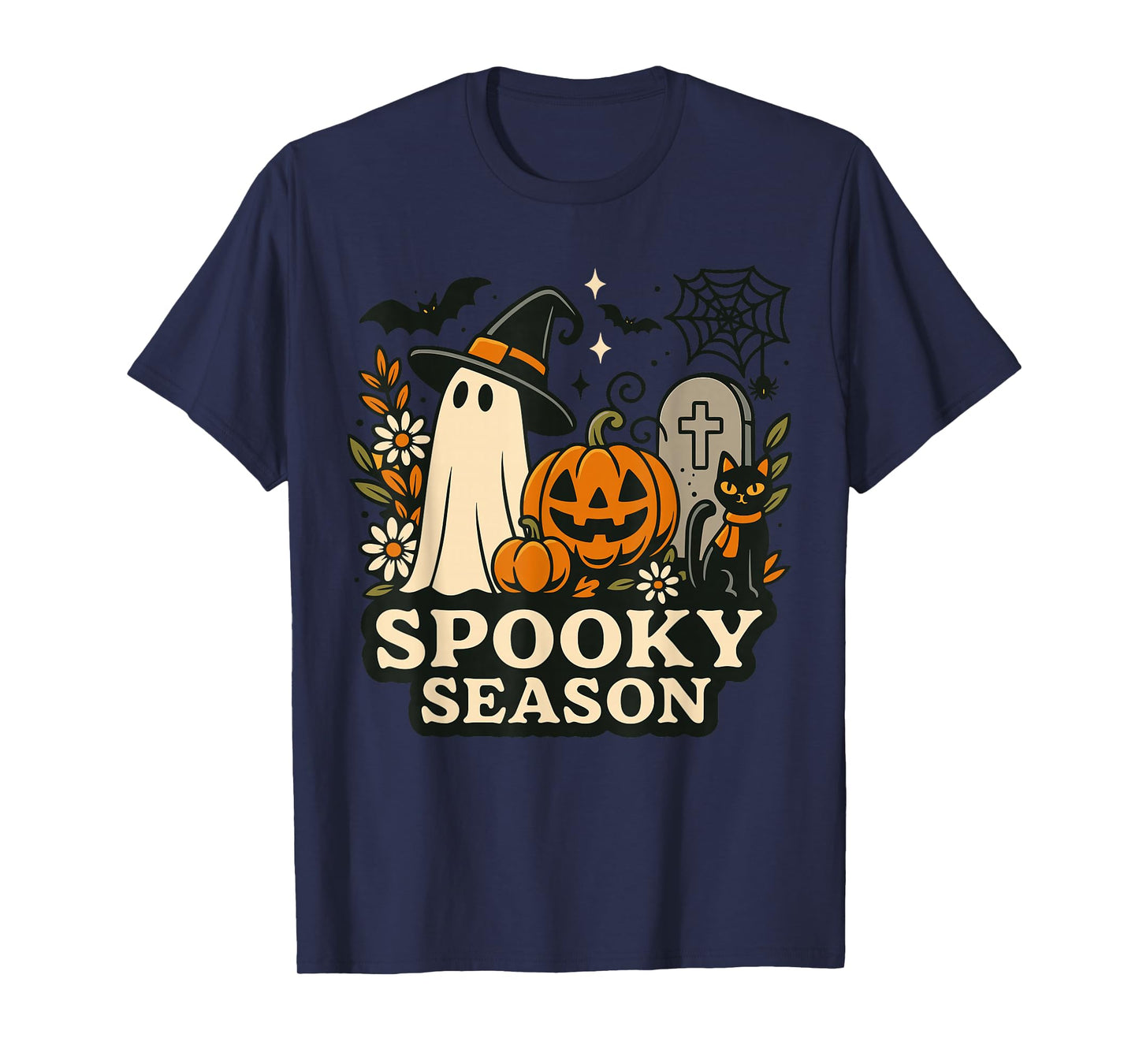 Vintage Spooky Season Shirt, Halloween Ghost Pumpkin Cat T-Shirt