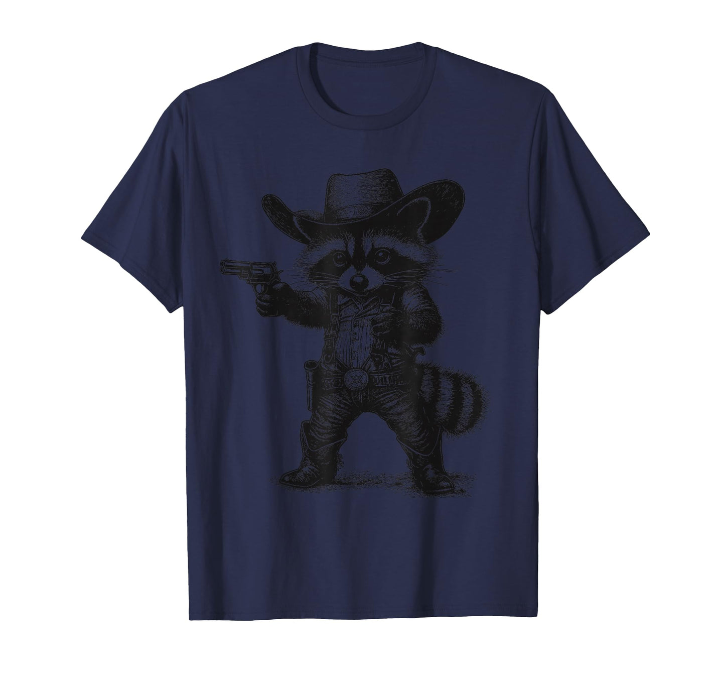 Raccoon Cowboy Hat Funny Western Cute Raccoon Lover Vintage T-Shirt