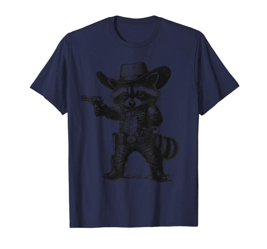 Raccoon Cowboy Hat Funny Western Cute Raccoon Lover Vintage T-Shirt