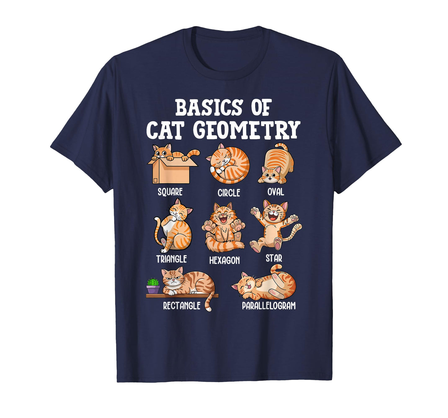 Cat Geometry Math Funny Cat Men Women Kids Teen Girls Boys T-Shirt