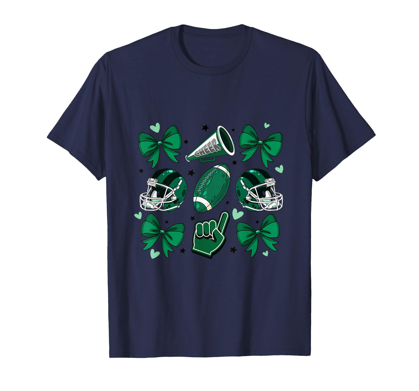 Football Cheer Mom Sister Coquette Bow Game Day Green Women T-Shirt