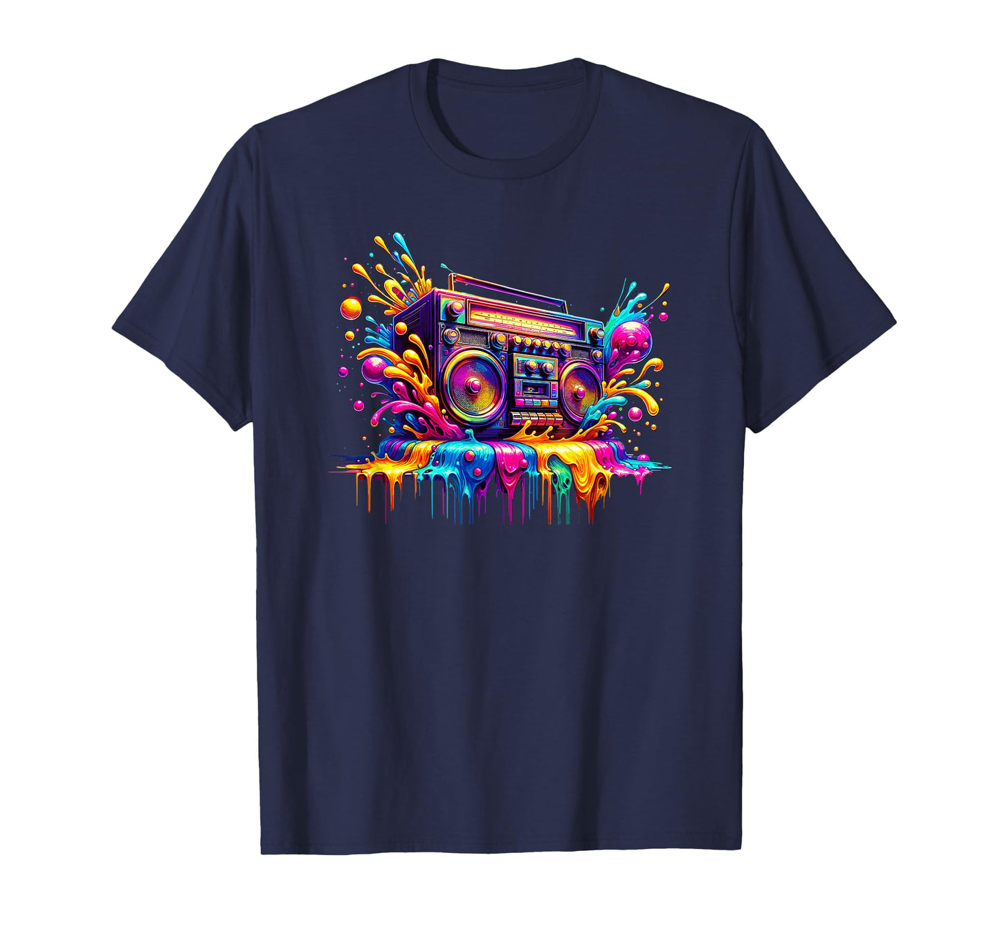 Splash Art Boombox Old School 80s Music Hip Hop T-Shirt