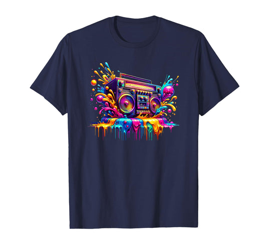Splash Art Boombox Old School 80s Music Hip Hop T-Shirt