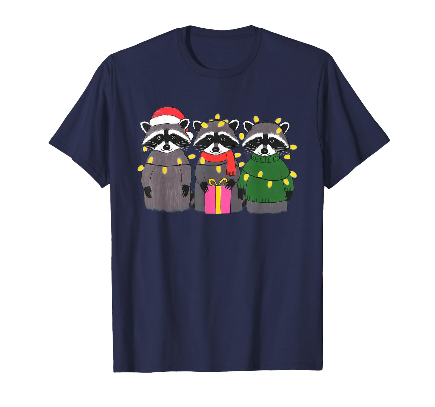 Cute Raccoon Christmas Funny Holiday Santa Claus Animal Gift T-Shirt