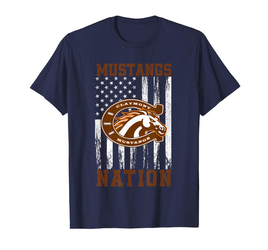 Claymont Mustangs Logo Nation HS T-Shirt