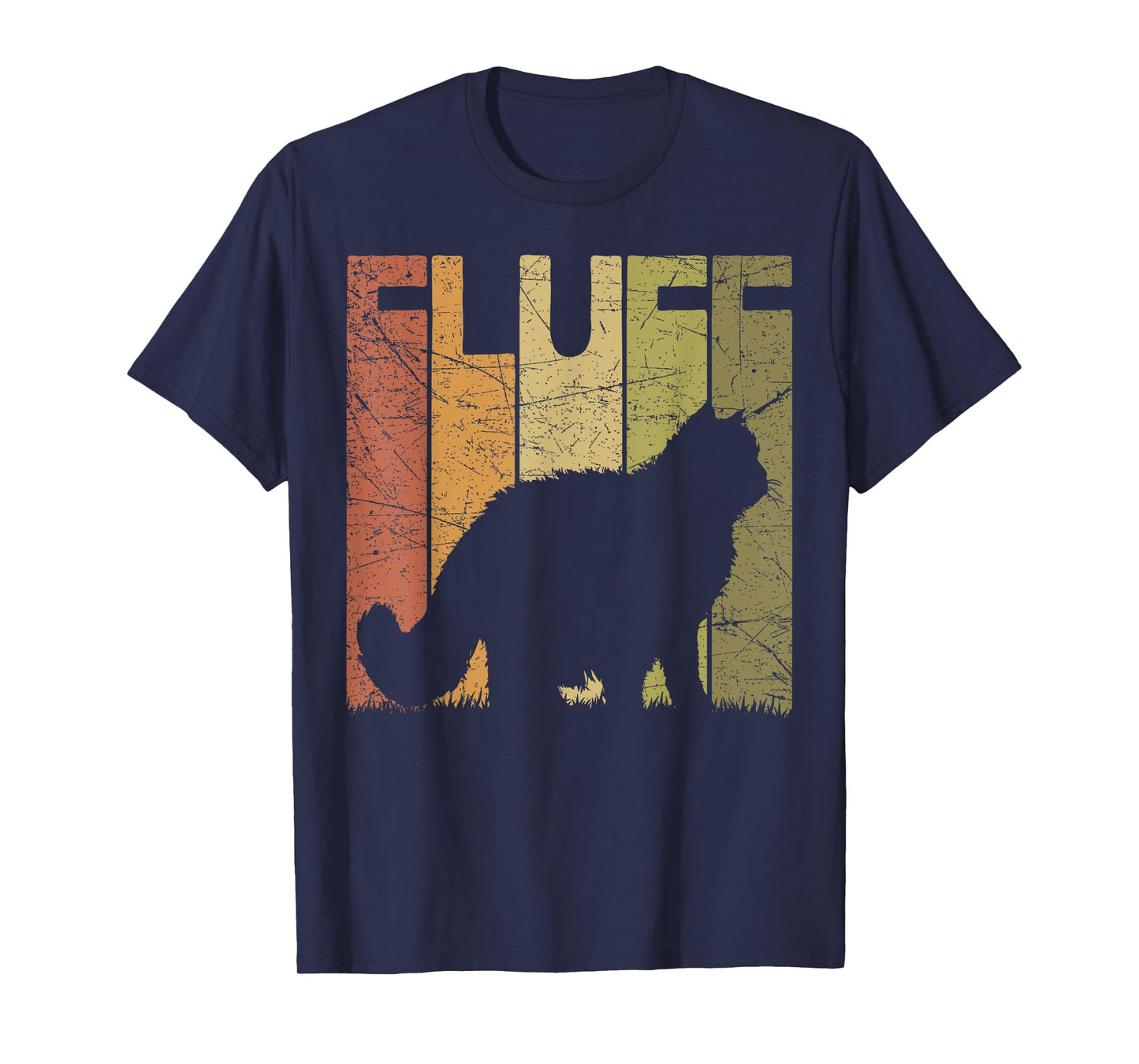 Cat Fluff Vintage Cat Lover Retro Cat Silhouette T-Shirt for Men Women Girls Kids