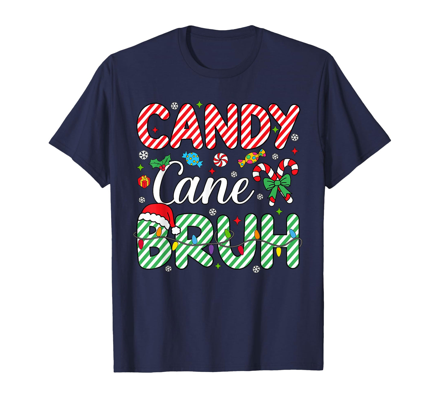 Candy Cane Bruh Christmas Love Candy Boys Girls Kids Xmas T-Shirt