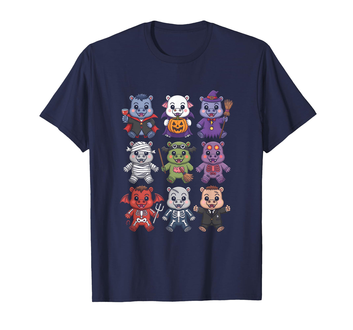 Hippo Ghost Witch Zombie Halloween Costume T-Shirt