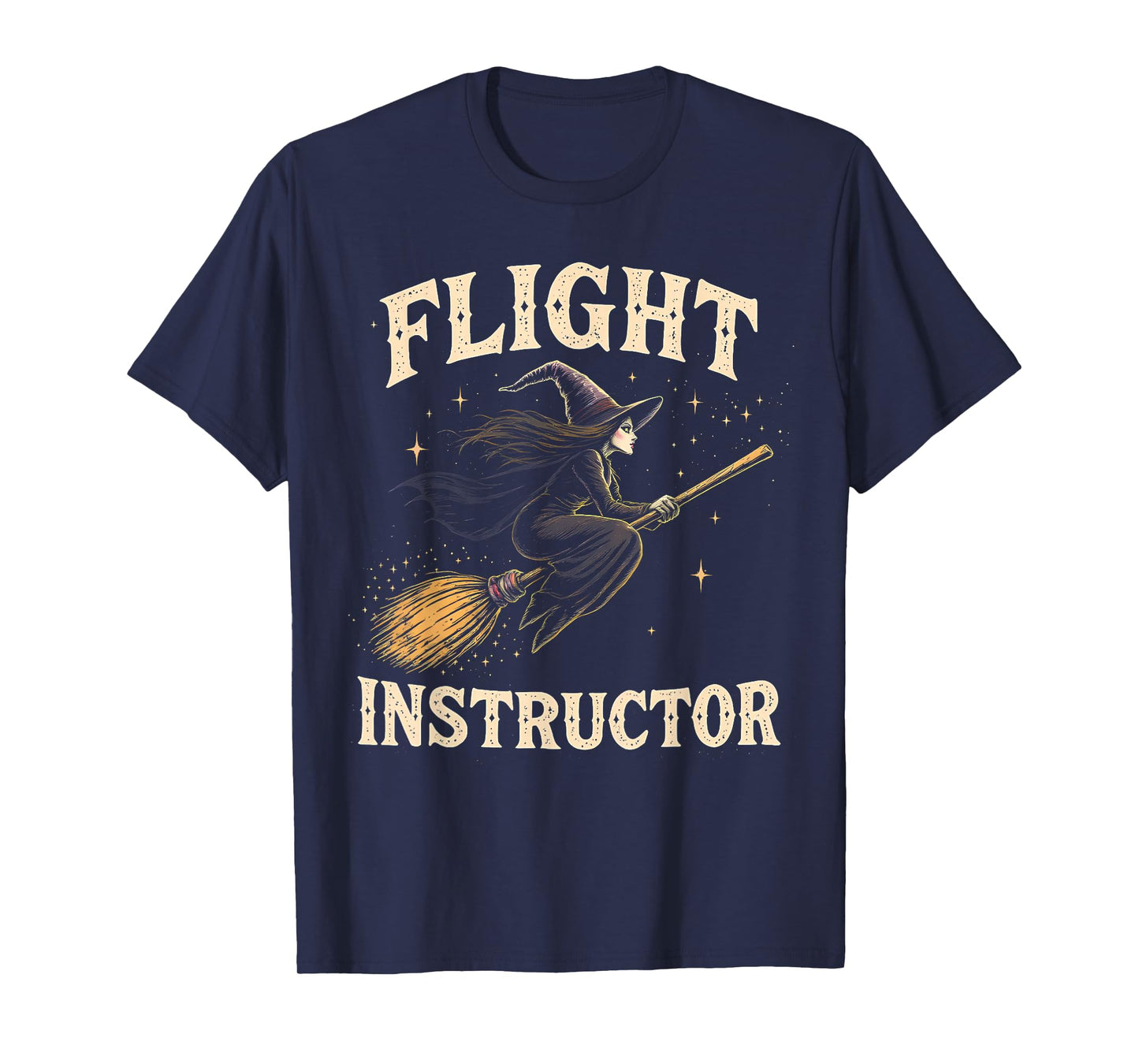 Flight Instructor Witch Riding Broomstick Halloween Costume T-Shirt