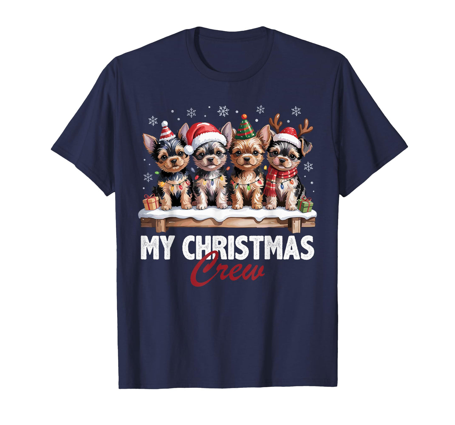 Yorkshire Terrier Christmas Crew Funny Dog Lovers Holiday T-Shirt