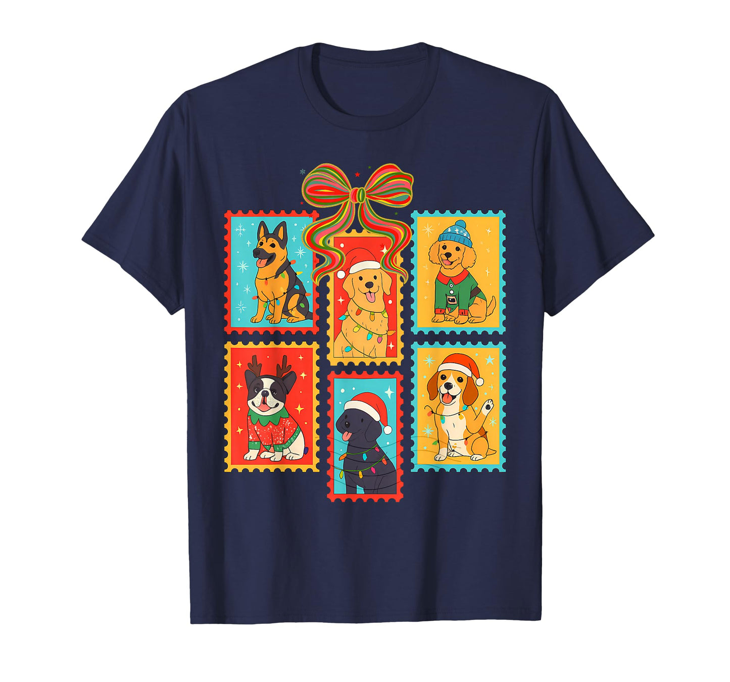 Merry Christmas Dog Stamps Dog Lover Dog Person Coquette T-Shirt