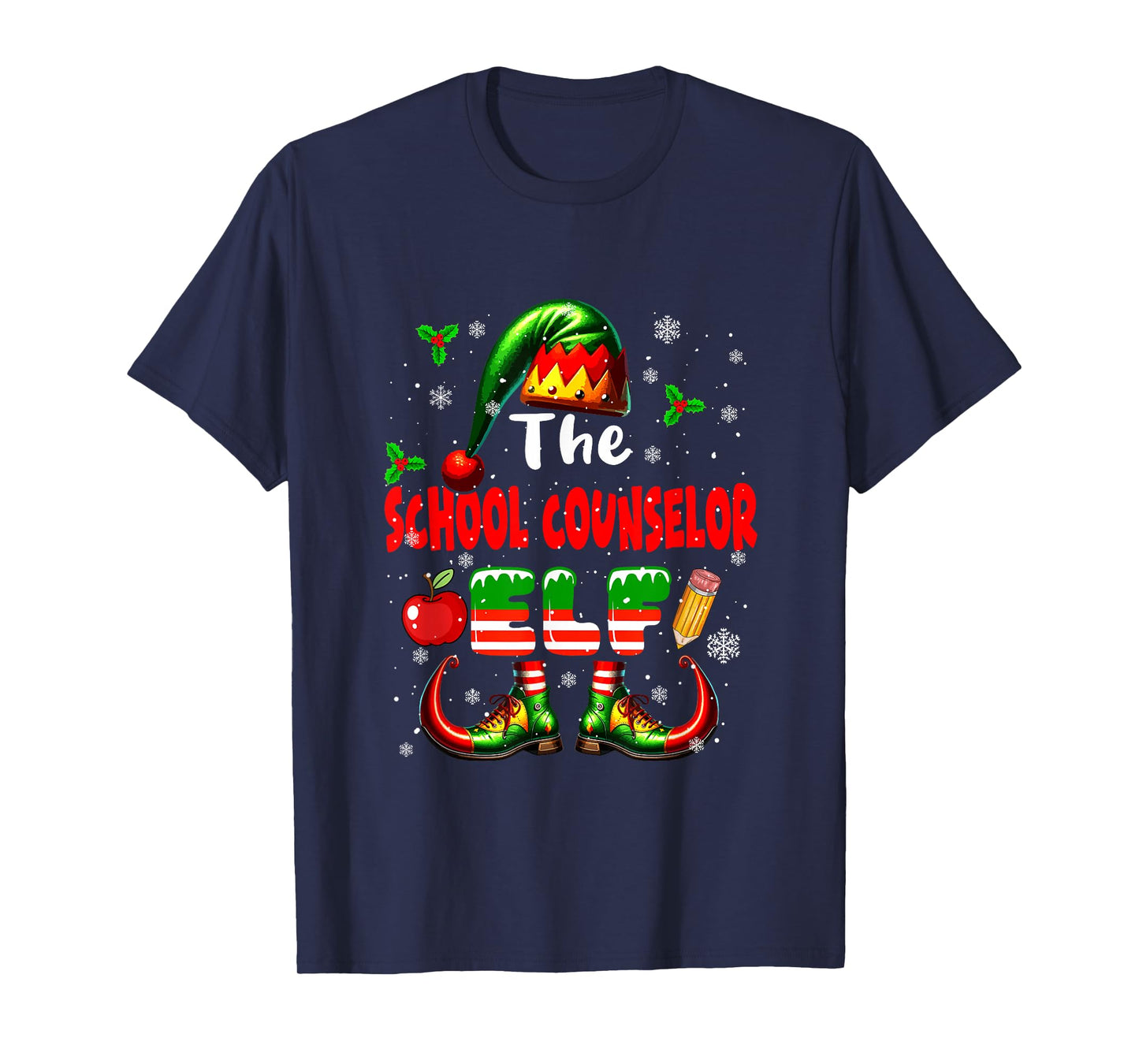 The School Counselor Elf Christmas Job Team Matching Parties T-Shirt