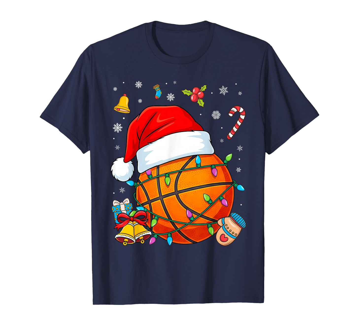 Christmas Basketball Santa Snow T-Shirt
