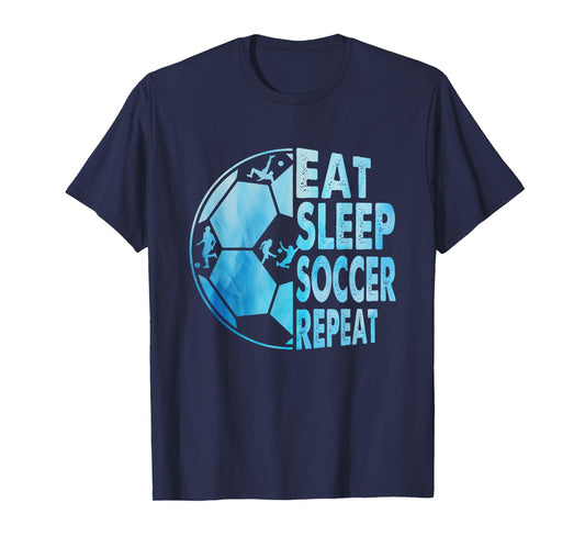 Eat Sleep Soccer Repeat For Youth Girls Kids Boys Purple T-Shirt