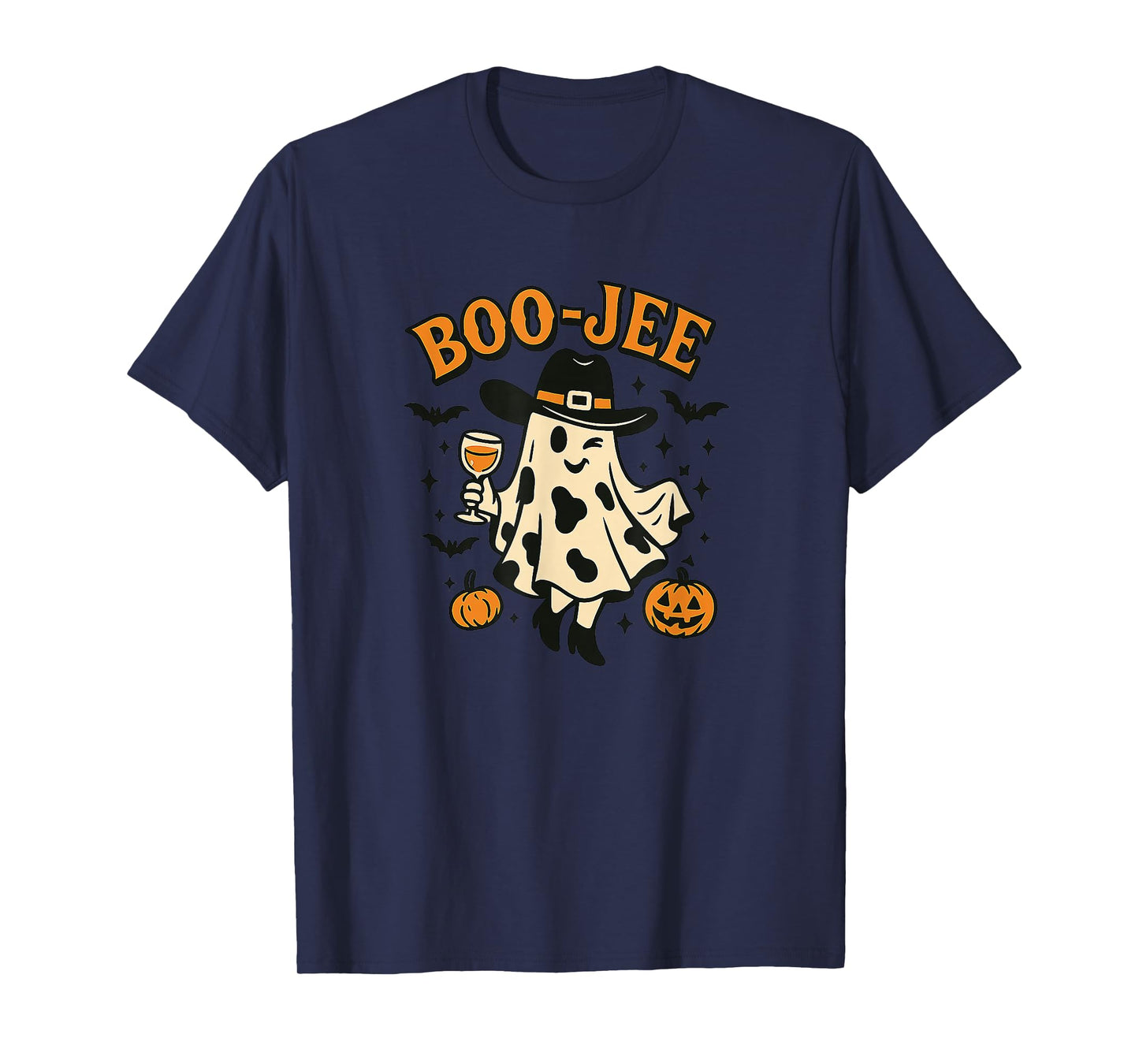 Funny Boujee Ghost Halloween Boo-JEE Wine Party Design T-Shirt