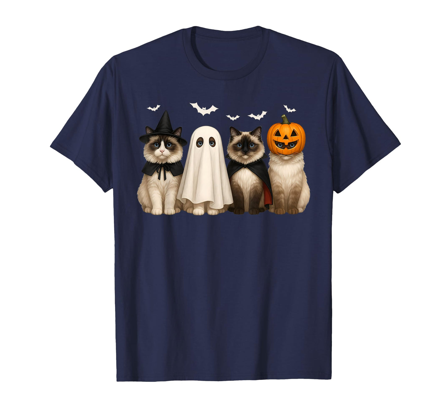Funny Cats Witch Halloween Costume Pumpkin Men Women Kids T-Shirt