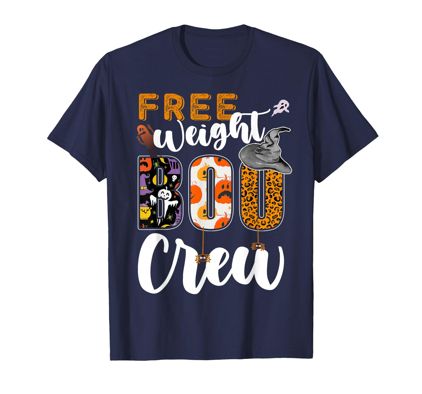 Free Weights Boo Crew Halloween Matching Lifting T-Shirt