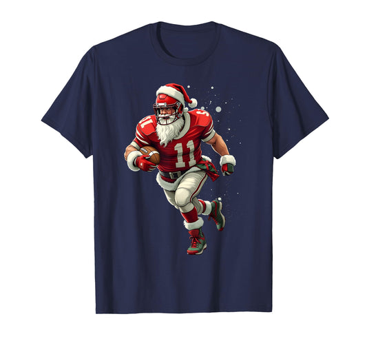 Santa Sports Christmas Football Player For Men Boys T-Shirt