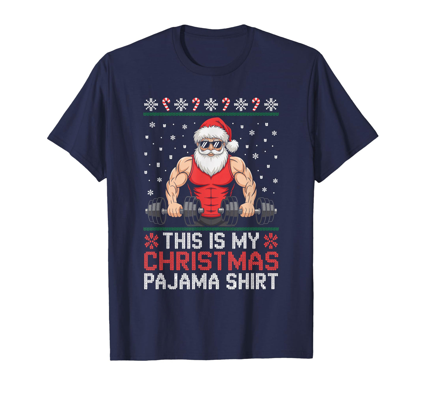 Santa Weightlifting Ugly Christmas Sweater Fitness Deadlift T-Shirt