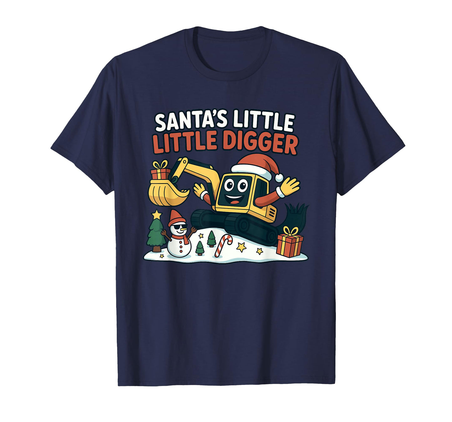 Christmas Santa Excavator Holiday Digger Design T-Shirt