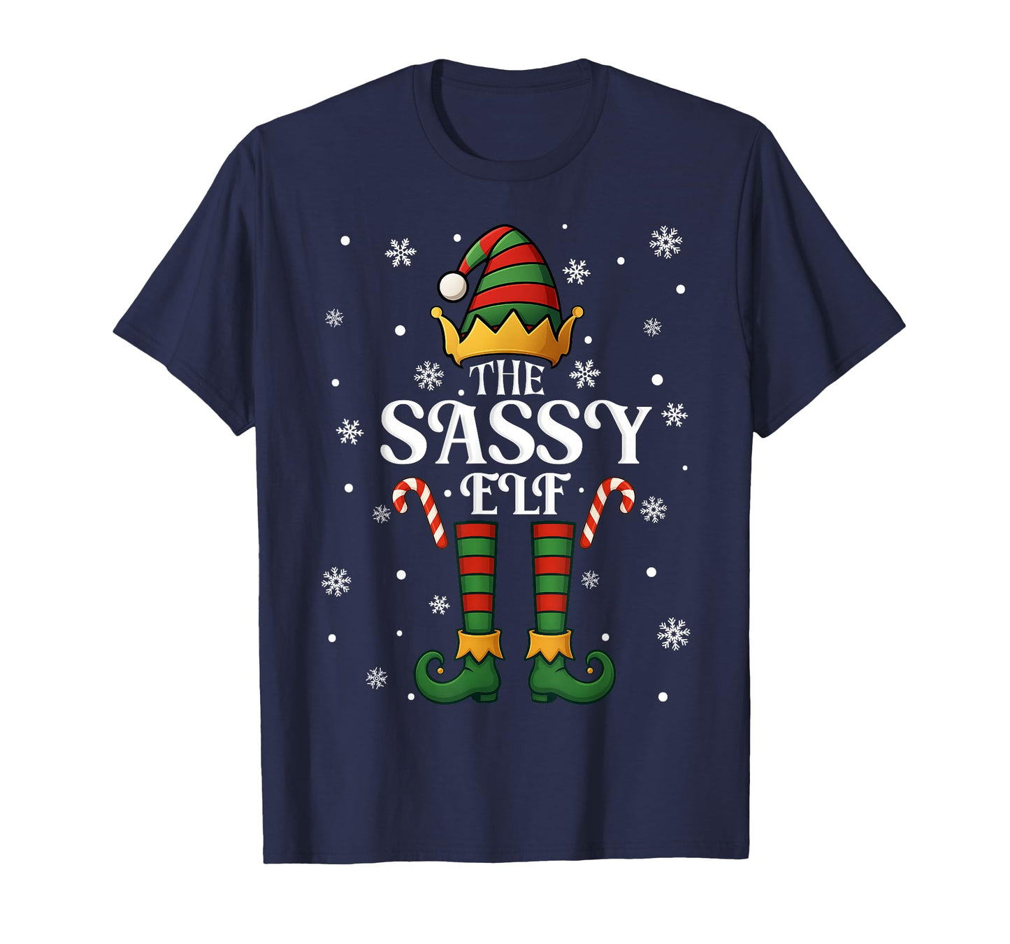 Christmas Family Matching Women Girls Mom The Sassy Elf Xmas T-Shirt