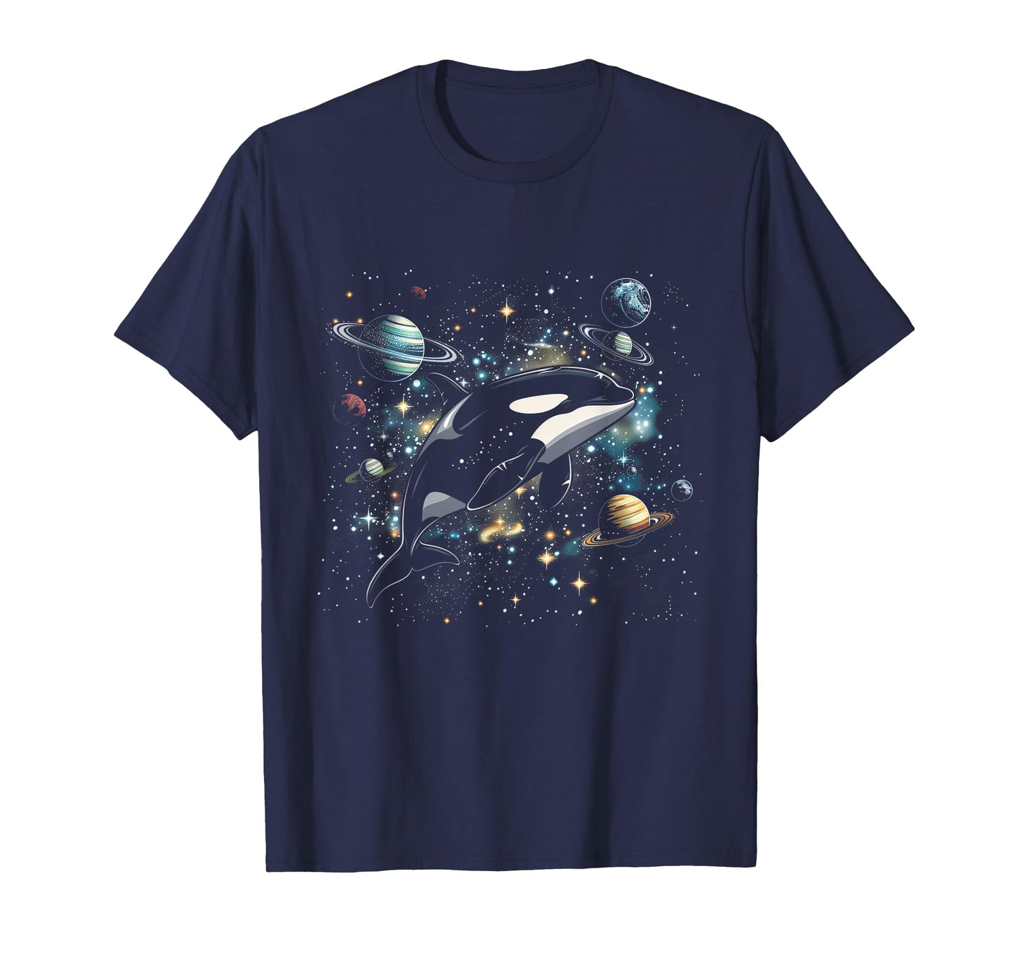 Orca In Space Planets Stars Whale Lover T-Shirt