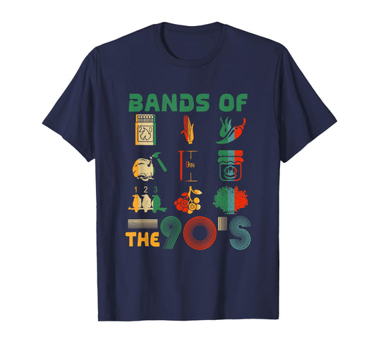 Retro Popular Music Bands of the 90s Funny Vintage Rock Band T-Shirt