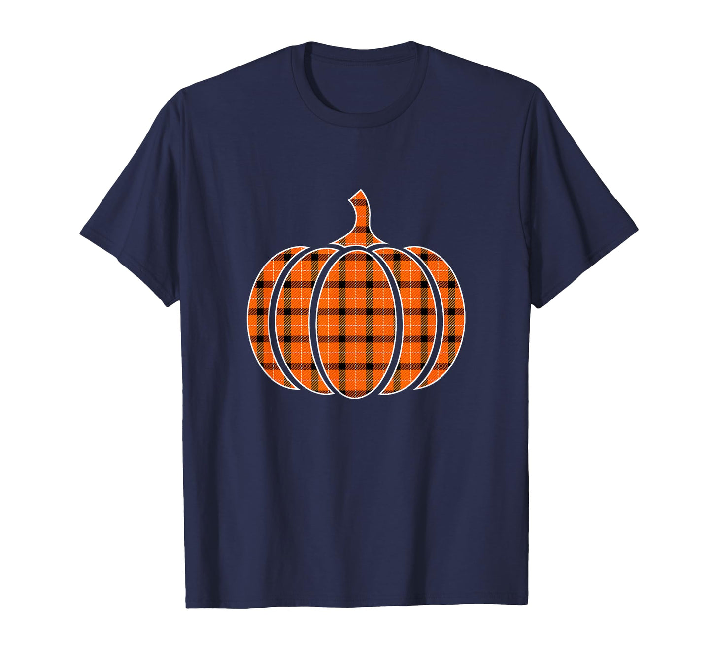 Funny Halloween Orange Pumpkin Buffalo Plaid for Women Girls T-Shirt