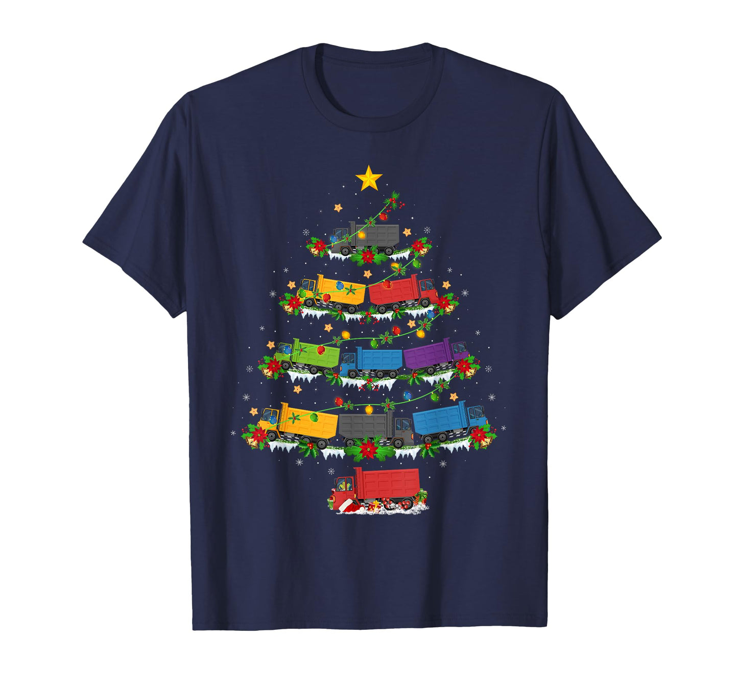 Truck Christmas Tree Lights Funny Truck Driver Xmas T-Shirt