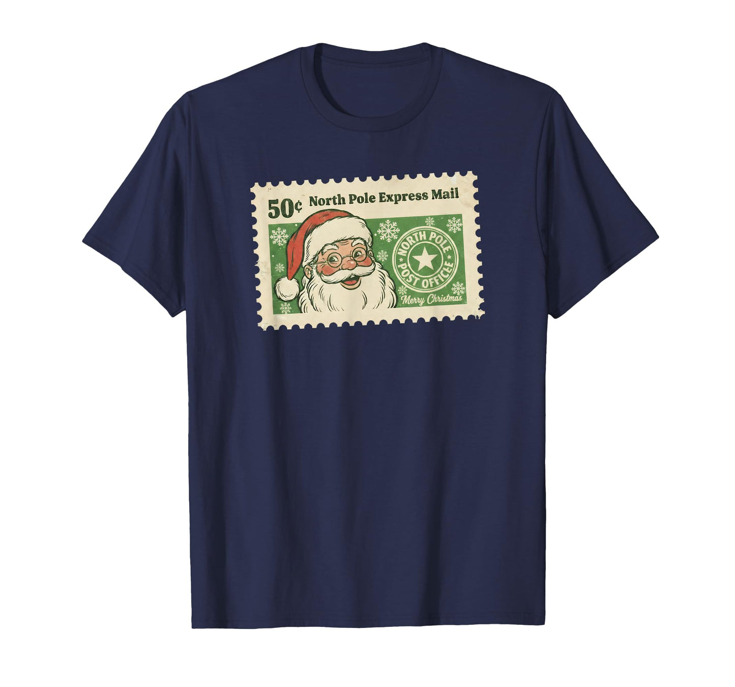 Vintage Santa North Pole Stamp Retro Christmas Postage Tee T-Shirt
