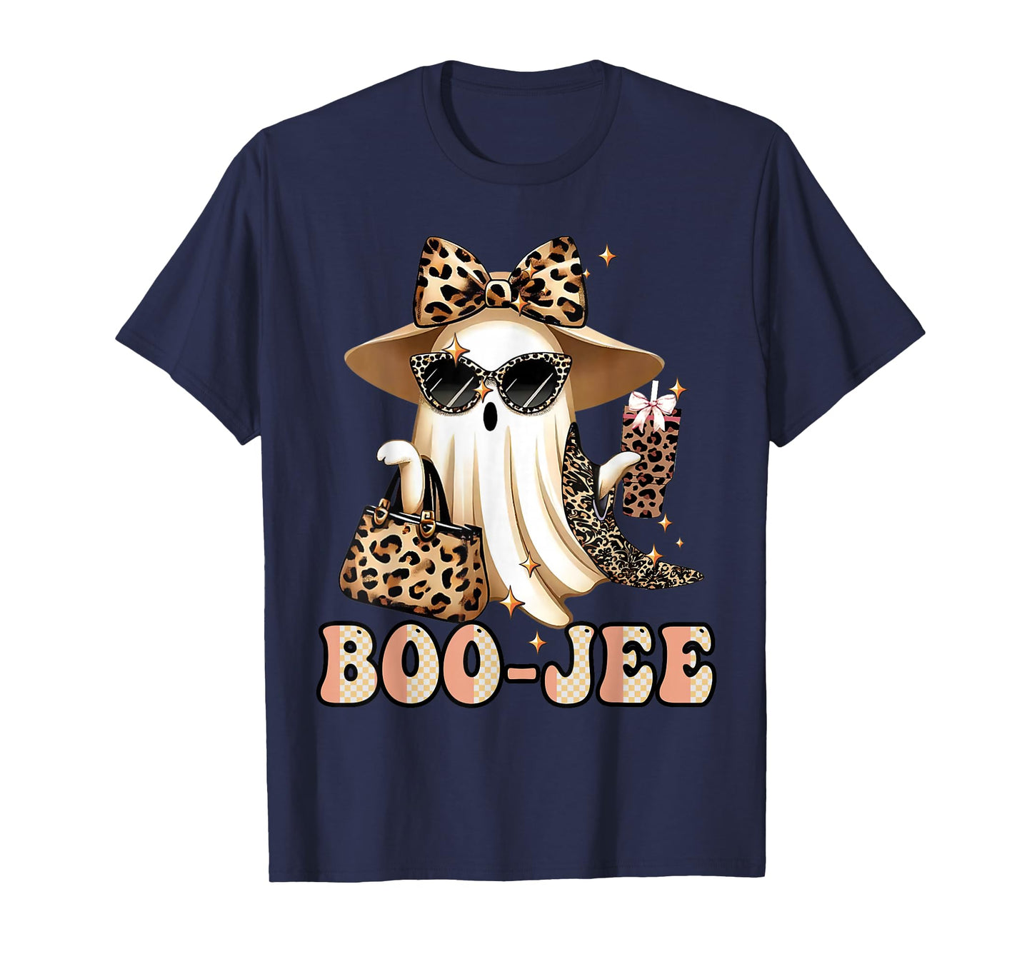 Boo-JEE Ghost Spooky Leopard Boo in Boujee Halloween Costume T-Shirt