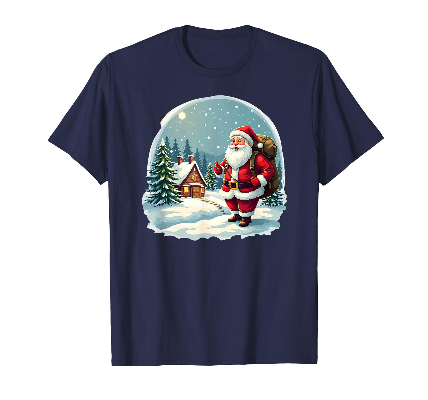 Santa Cabin in Snowy Christmas Night T-Shirt