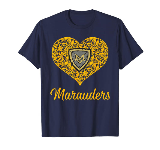 Mount Vernon Marauders Logo Lace Heart HS T-Shirt