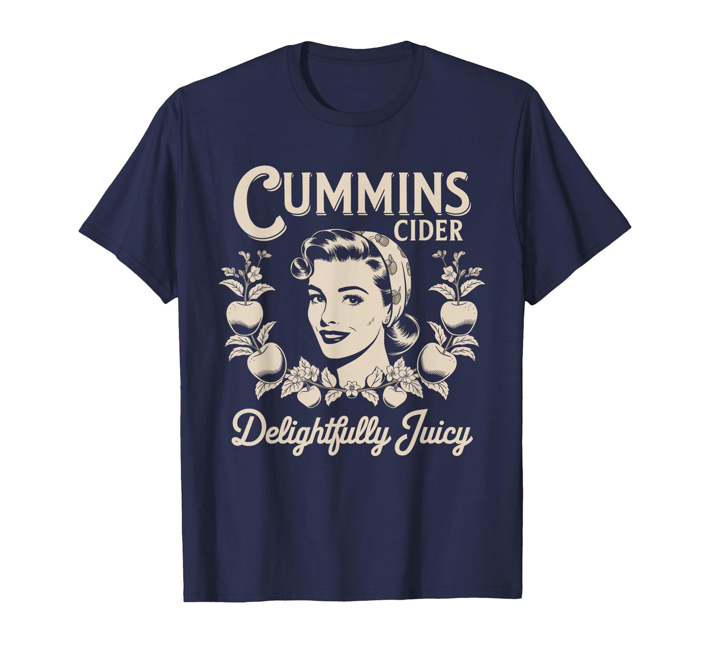 Delightfully Juicy Cummins Cider Vintage Humor Logo T-Shirt