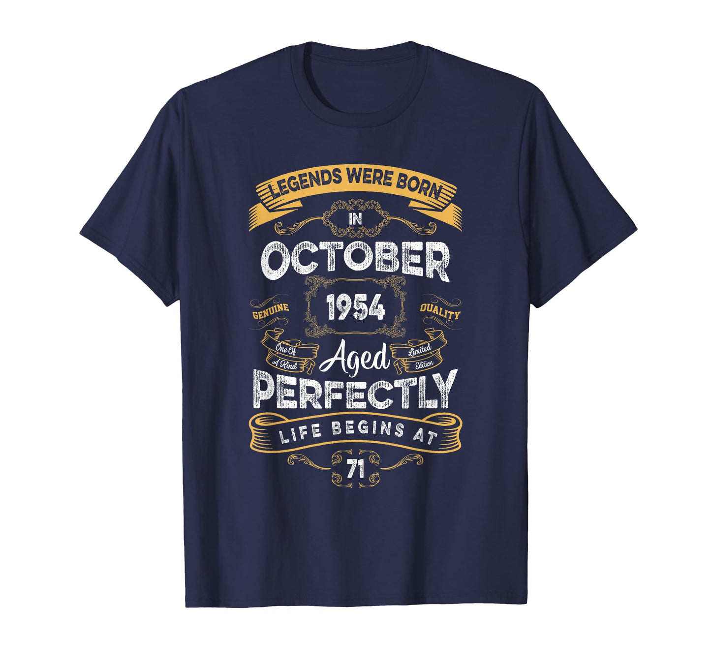 Vintage 71st Birthday Legends were Born in October 1954 T-Shirt