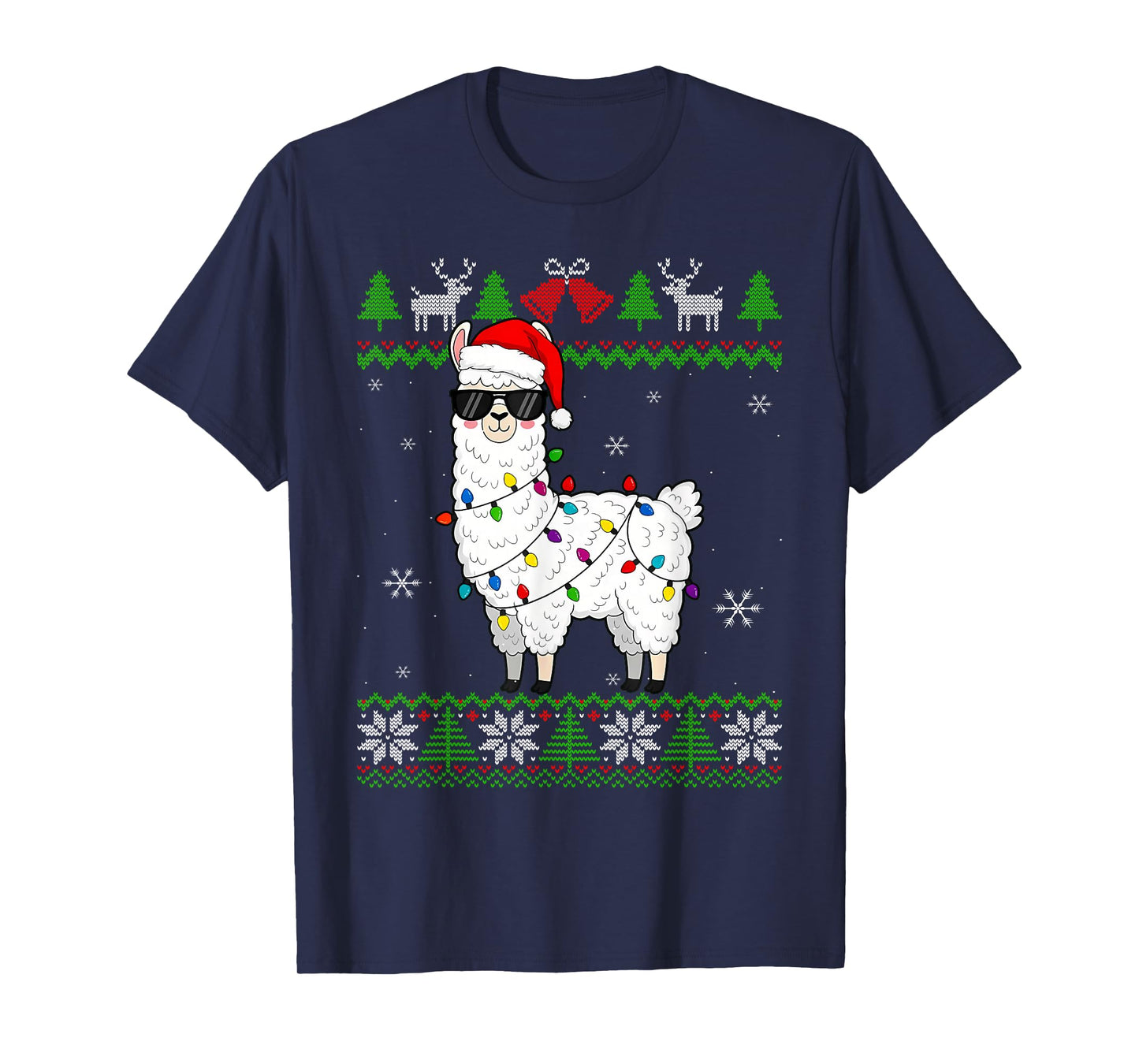 Christmas Llama Santa Hat Ugly Xmas Tree Alpaca T-Shirt