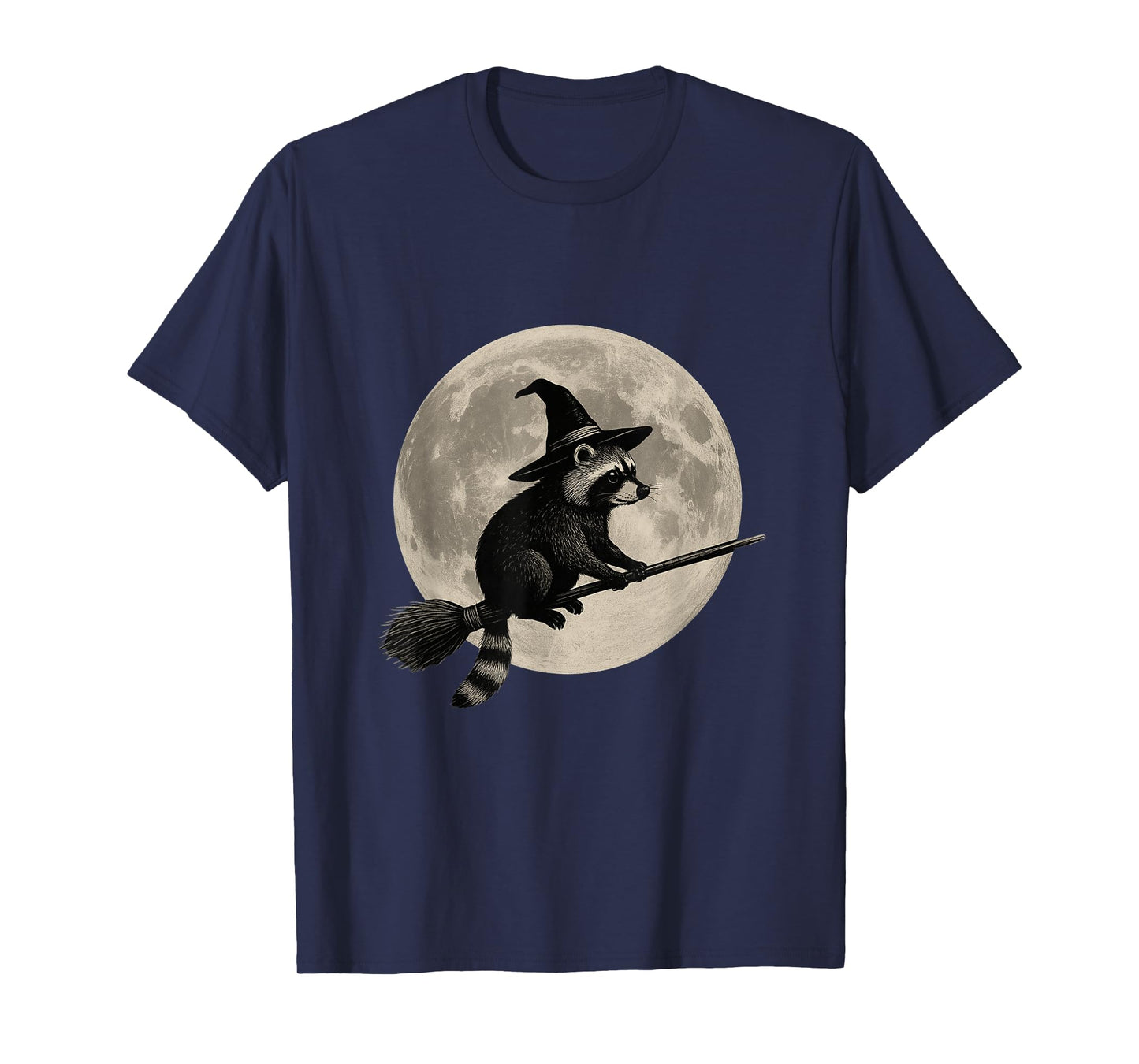 Funny Halloween Witch Raccoon Moon Trick or Treat Spooky T-Shirt