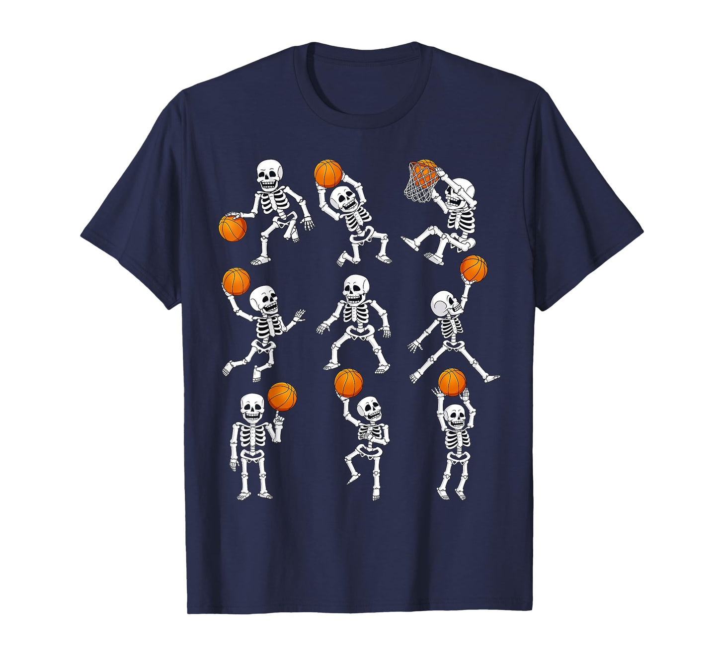 Halloween Basketball Skeletons Dunking Dribble Boys Kids T-Shirt