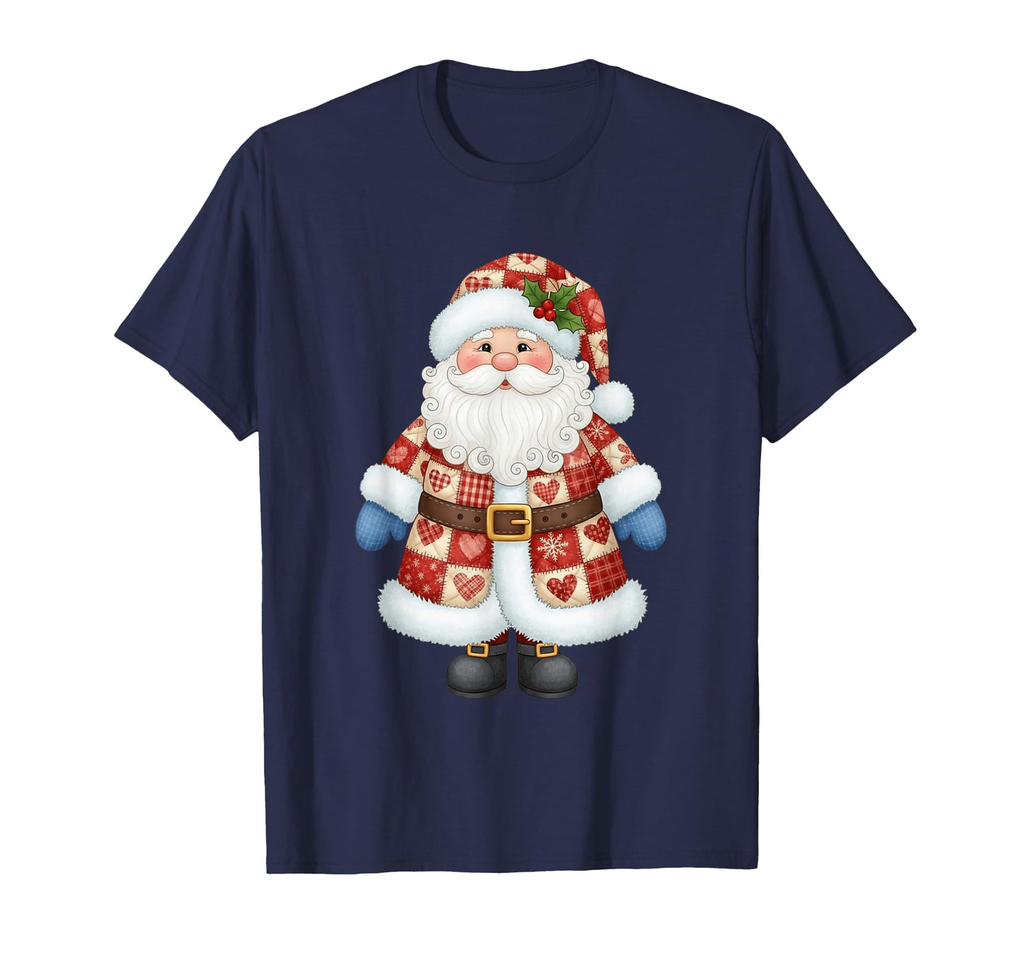 Jolly Santa Claus Christmas Patchwork Coat T-Shirt