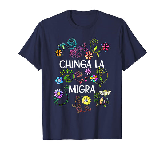 Subtle Floral Chinga La Migra Anti Ice Vintage Abolish Ice T-Shirt
