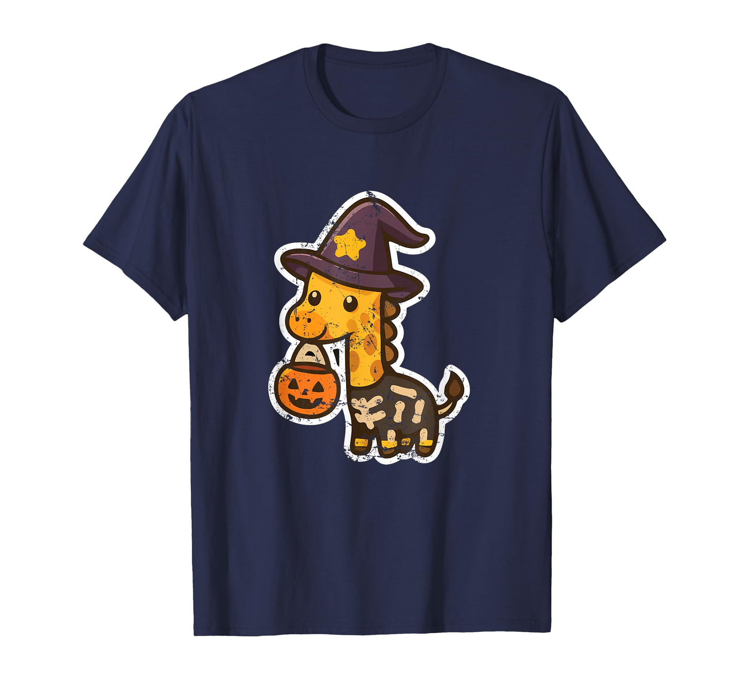 Giraffe Witch Skeleton with Pumpkin Pail T-Shirt
