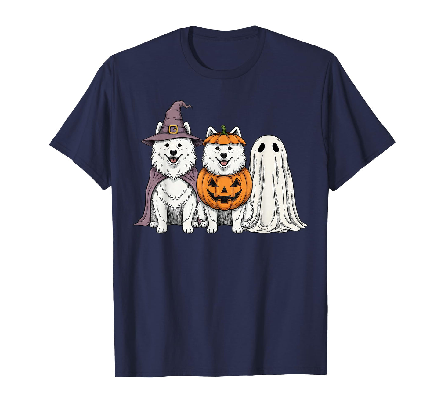 Spooky Ghost Samoyed Pumpkin Halloween Dog Lover T-Shirt
