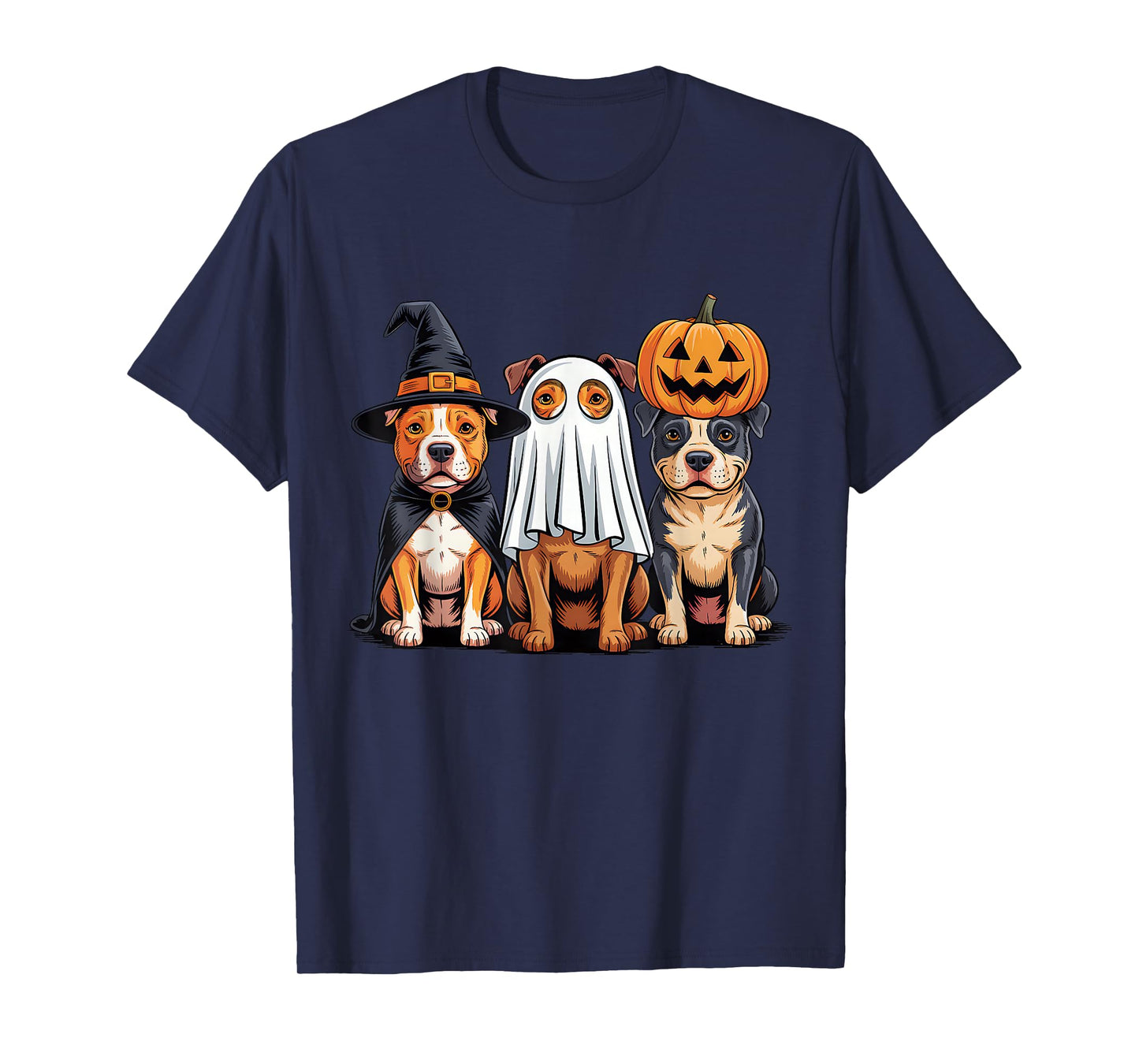 Pittbull Halloween Funny Dog Lover Pumpkin Witch Ghost Boo T-Shirt