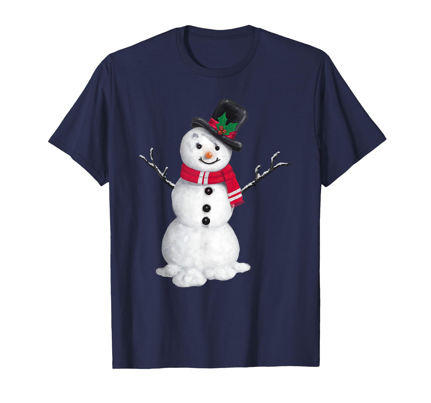 Classic Snowman Top Hat Red Scarf Christmas T-Shirt