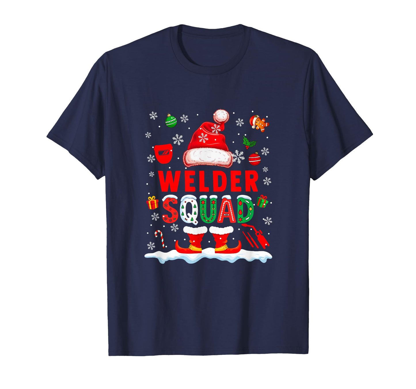 Welder Squad Men Job Christmas Santa Costume Bow Tie T-Shirt