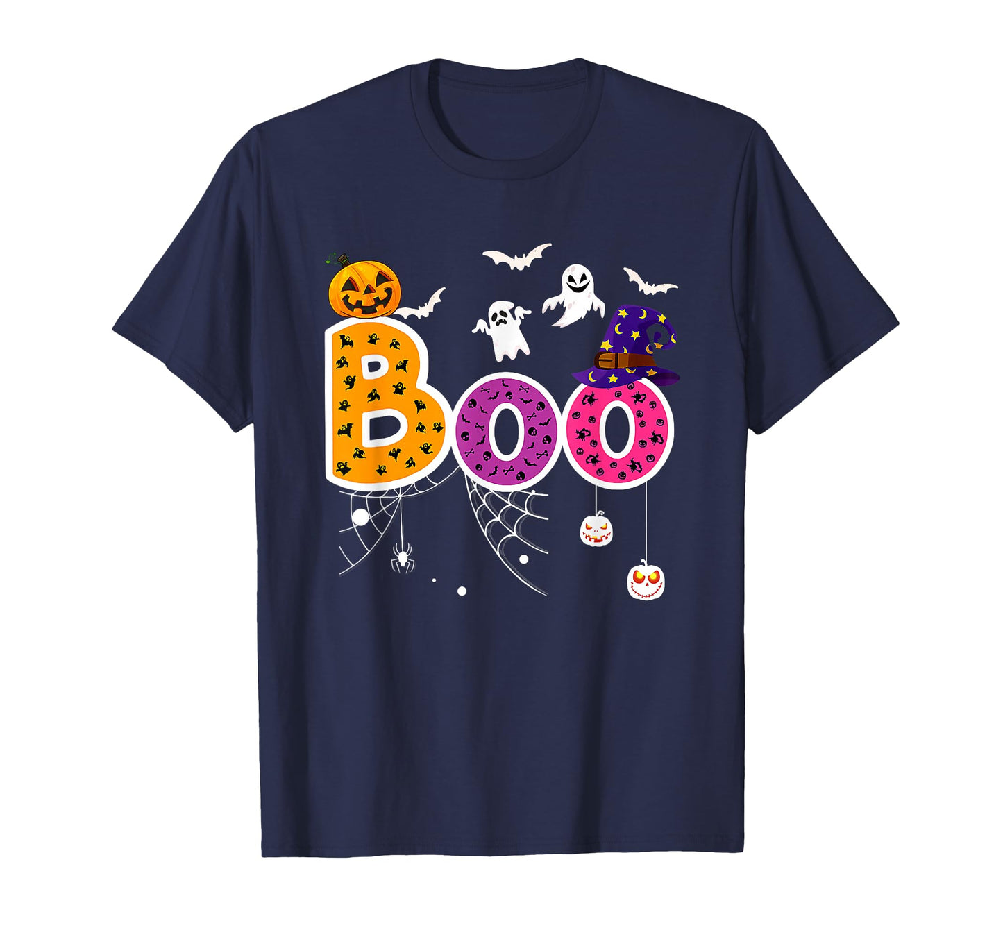 Boo with Spiders and Witch Hat Halloween Costume T-Shirt
