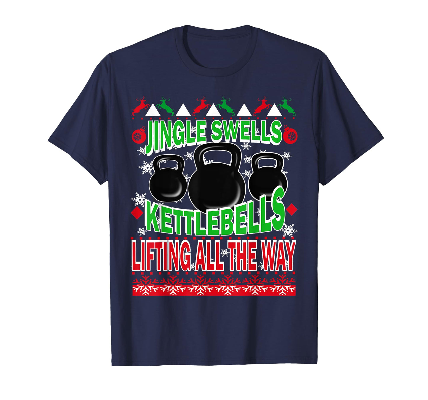 Ugly Christmas Gym Kettlebell Weightlifting Fitness Gift T-Shirt